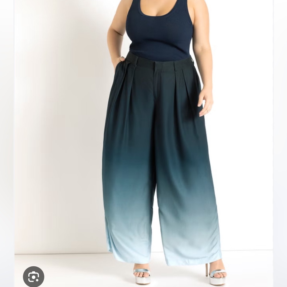 Eloquii Floral Print Wide Leg Pants Size‎ 26 Ombre High Waist